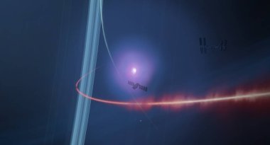 2d illüstrasyon. Derin yıldızlararası uzay arka planı. Parlak yıldızlar yanıp söner, gezegenler, uydular ve kuyruklu yıldızlar. Çeşitli bilim kurgu yaratıcı fon. Uzay sanatı.