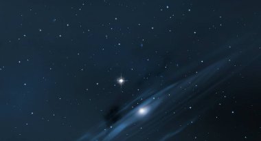 2d illüstrasyon. Derin geniş alan. Yıldızlar, gezegenler ve uydular. Çeşitli bilim kurgu yaratıcı fon. Uzay sanatı. Uzaylı güneş sistemleri. Gerçekçi arka plan 