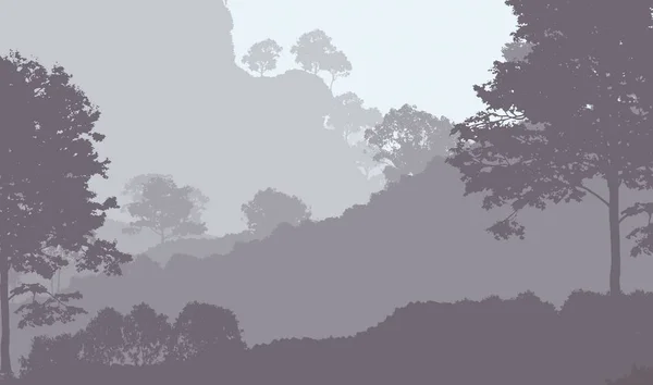 Абстрактний Силуетний Фон Туманними Лісовими Деревами — стокове фото