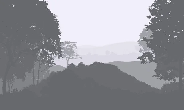 Αφηρημένη Σιλουέτες Φόντο Ομίχλη Δασικά Δένδρα — Φωτογραφία Αρχείου