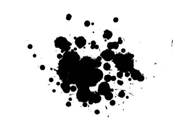 2d illüstrasyon. Siyah mürekkep sıçramaları. Parlak malzeme üzerine boya sıçramaları. 