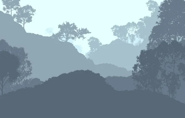 Abstracte Afgetekend Achtergrond Met Mistige Bos Bomen — Stockfoto