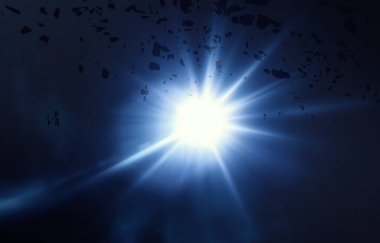 2d illüstrasyon. Gerçekçi yıldız deseni arka planı. Derin yıldızlararası uzay. Parlak yıldızlar, gezegenler ve uydular. Çeşitli bilim kurgu yaratıcı fon. Uzay sanatı. Hayali kozmik fon.