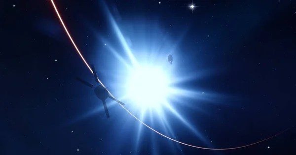 2Dイラスト 深い広大な空間 明るい星 月様々なSfクリエイティブな背景 宇宙芸術エイリアンの太陽系遠い空間 リアルな背景コスモス — ストック写真