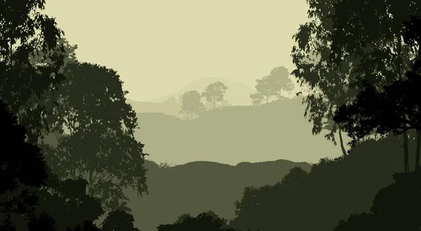 Fondo Silueta Abstracta Con Árboles Bosque Brumoso —  Fotos de Stock