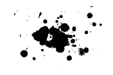 2d illüstrasyon. Siyah mürekkep sıçramaları. Parlak malzeme üzerine boya sıçradı. siyah ve beyaz nokta. Beyaz kağıt üzerinde suluboya.