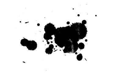 2d illüstrasyon. Siyah mürekkep sıçramaları. Parlak malzeme üzerine boya sıçradı. siyah ve beyaz nokta. 