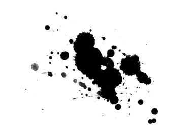 2d illüstrasyon. siyah ve beyaz mürekkep sıçramaları. Parlak malzeme üzerine boya sıçradı. Karanlık nokta. Beyaz kağıt üzerinde suluboya.