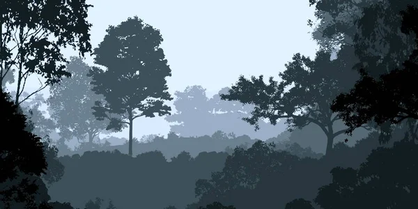 Abstracte Afgetekend Achtergrond Met Mistige Bos Bomen — Stockfoto