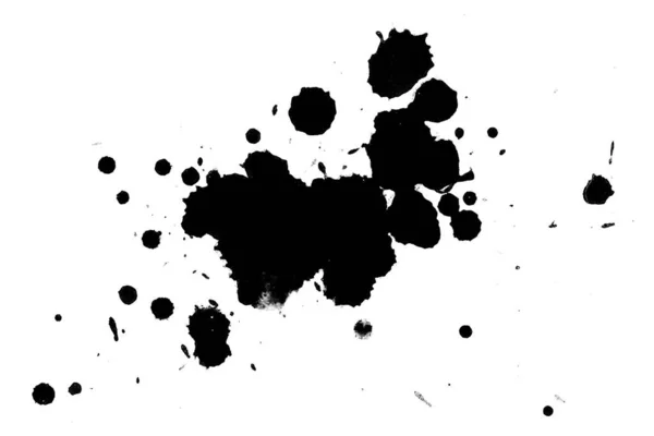 2Dイラスト 黒インクが飛び散る明るい材料に塗料スプラッタ 黒と白のドット 白い紙に水彩画 — ストック写真