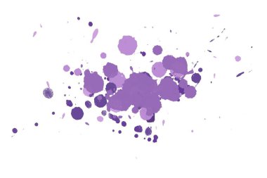 2d illüstrasyon. Renkli mürekkep sıçramaları. Parlak malzeme üzerine boya sıçradı. Çok renkli nokta. Beyaz kağıt üzerinde suluboya.