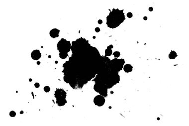 2d illüstrasyon. Siyah mürekkep sıçramaları. Parlak malzeme üzerine boya sıçradı. siyah ve beyaz nokta. Beyaz kağıt üzerinde suluboya.
