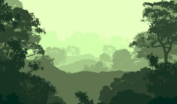 Fondo Silueta Abstracta Con Árboles Bosque Brumoso — Foto de Stock