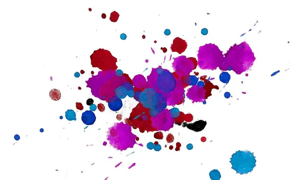 Ilustracji Kolorowe Plamy Atramentu Farby Splatters Jasnym Materiale Wielokolorowe Kropki — Zdjęcie stockowe