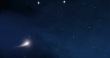 2d illüstrasyon. Derin geniş alan. Yıldızlar, gezegenler ve uydular. Çeşitli bilim kurgu yaratıcı fon. Uzay sanatı. Uzaylı güneş sistemleri. Gerçekçi arka plan 