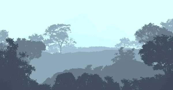 Αφηρημένη Σιλουέτες Φόντο Ομίχλη Δασικά Δένδρα — Φωτογραφία Αρχείου