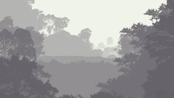 抽象剪影背景与雾的森林树木 — 图库照片