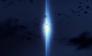 2d illüstrasyon. Derin geniş alan. Parlak yıldızlar, gezegenler ve uydular. Çeşitli bilim kurgu yaratıcı fon. Uzay sanatı. Uzaylı güneş sistemleri. Gerçekçi arka plan kozmosu.