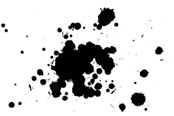Illustration Black Ink Splashes Paint Splatters White Background — Stock Photo, Image