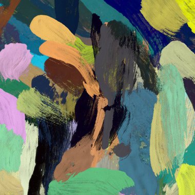 Tuval el yapımı yağlıboya. Renkli doku. Fırça darbeleri.