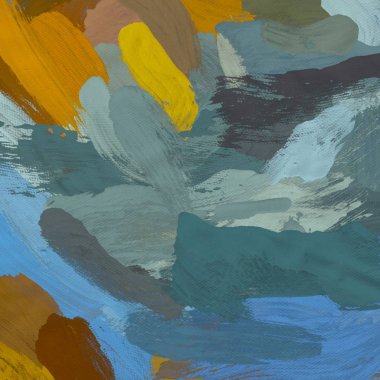 Tuval el yapımı yağlıboya. Renkli doku. Fırça darbeleri.