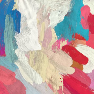 Tuval el yapımı yağlıboya. Renkli doku. Fırça darbeleri. Renkli görüntü. Modern sanat. Çağdaş sanat.