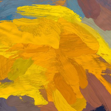 Tuval el yapımı yağlıboya. Renkli doku. Fırça darbeleri.