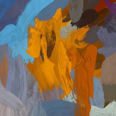 Tuval el yapımı yağlıboya. Renkli doku. Fırça darbeleri.