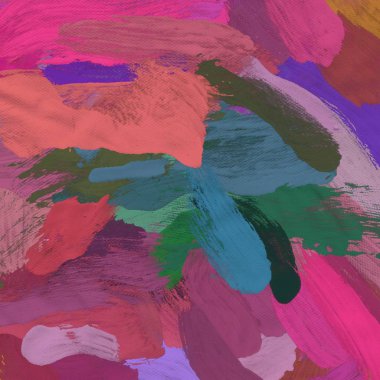 Tuval el yapımı yağlıboya. Renkli doku. Fırça darbeleri. Renkli görüntü. Modern sanat. Çağdaş sanat.