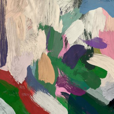 Tuval el yapımı yağlıboya. Renkli doku. Fırça darbeleri.