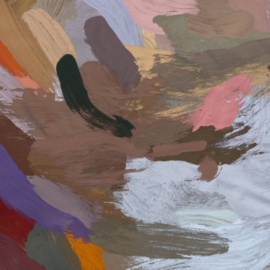 Tuval el yapımı yağlıboya. Renkli doku. Fırça darbeleri. Renkli görüntü. Modern sanat. Çağdaş sanat.