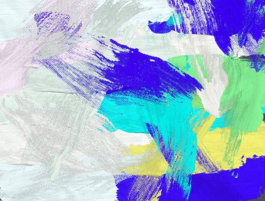 El yapımı tuvale yağlı boya. Soyut sanat dokusu. Renkli doku. Modern sanat eserleri. Yağlı boya darbeleri. Fırça darbeleri. Modern sanat. Çağdaş sanat. Sanatsal tuval.  