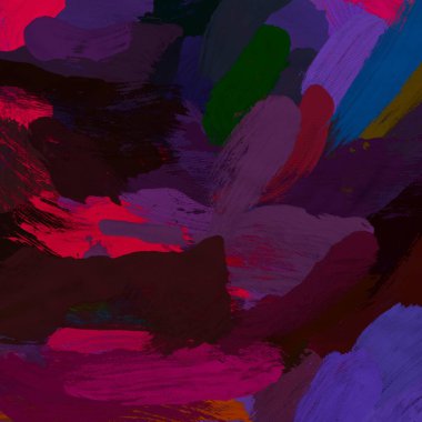 Tuval el yapımı yağlıboya. Renkli doku. Fırça darbeleri. Renkli görüntü. Modern sanat. Çağdaş sanat.