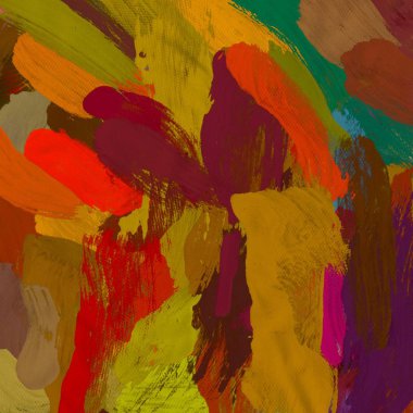 Tuval el yapımı yağlıboya. Renkli doku. Fırça darbeleri.