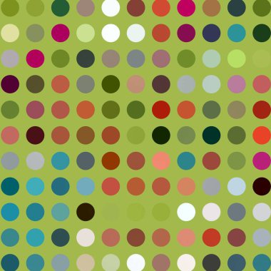 Beyaz arka planda rastgele, kaotik, rengarenk daireler çizen kusursuz bir desen..