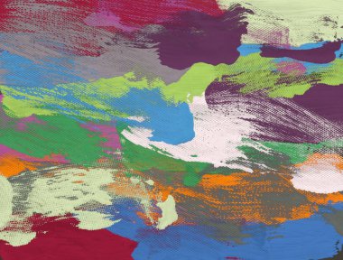 El yapımı tuvale yağlı boya. Soyut sanat dokusu. Renkli doku. Modern sanat eserleri. Yağlı boya darbeleri. Fırça darbeleri. Modern sanat. Çağdaş sanat. Sanatsal tuval.  