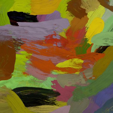 Tuval el yapımı yağlıboya. Renkli doku. Fırça darbeleri. Renkli görüntü. Modern sanat. Çağdaş sanat.