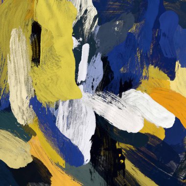 Tuval el yapımı yağlıboya. Renkli doku. Fırça darbeleri. Renkli görüntü. Modern sanat. Çağdaş sanat.