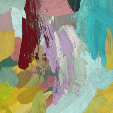 Tuval el yapımı yağlıboya. Renkli doku. Fırça darbeleri.