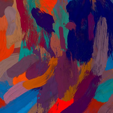 Tuval el yapımı yağlıboya. Renkli doku. Fırça darbeleri.