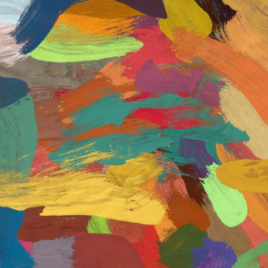 Tuval el yapımı yağlıboya. Renkli doku. Fırça darbeleri. Renkli görüntü. Modern sanat. Çağdaş sanat.