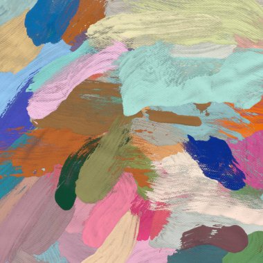 Tuval el yapımı yağlıboya. Renkli doku. Fırça darbeleri. Renkli görüntü. Modern sanat. Çağdaş sanat.