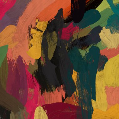 Tuval el yapımı yağlıboya. Renkli doku. Fırça darbeleri. Renkli görüntü. Modern sanat. Çağdaş sanat.