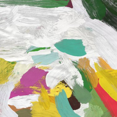 Tuval el yapımı yağlıboya. Renkli doku. Fırça darbeleri. Renkli görüntü. Modern sanat. Çağdaş sanat.