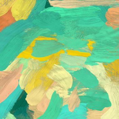 Tuval el yapımı yağlıboya. Renkli doku. Fırça darbeleri. Renkli görüntü. Modern sanat. Çağdaş sanat.