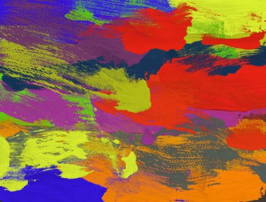 El yapımı tuvale yağlı boya. Soyut sanat dokusu. Renkli doku. Modern sanat eserleri. Yağlı boya darbeleri. Fırça darbeleri. Modern sanat. Çağdaş sanat. Sanatsal tuval.  