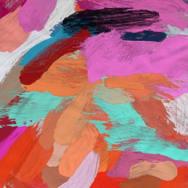 Tuval el yapımı yağlıboya. Renkli doku. Fırça darbeleri. Renkli görüntü. Modern sanat. Çağdaş sanat.