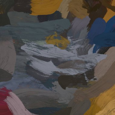 Tuval el yapımı yağlıboya. Renkli doku. Fırça darbeleri.