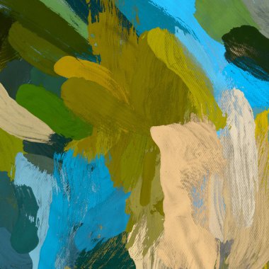 Tuval el yapımı yağlıboya. Renkli doku. Fırça darbeleri. Renkli görüntü. Modern sanat. Çağdaş sanat.