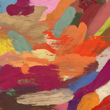 Tuval el yapımı yağlıboya. Renkli doku. Fırça darbeleri. Renkli görüntü. Modern sanat. Çağdaş sanat.